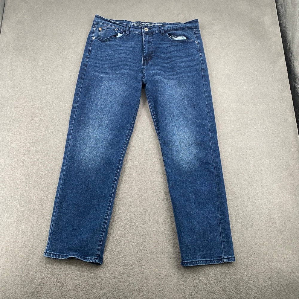 Weatherproof Vintage Mens Straight Fit Jeans 34x30 Medium Wash Blu Stretch Denim
